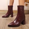 Autumn Winter Fashion Pointed Toe Ankle Boots Women Zippers Thick Heels Shoes Street Style Banquet Party Short Botas Mujer