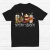 Horror Movie And Coffee Halloween Spooky Season Fall Coffee T-shirt Size S-5XL