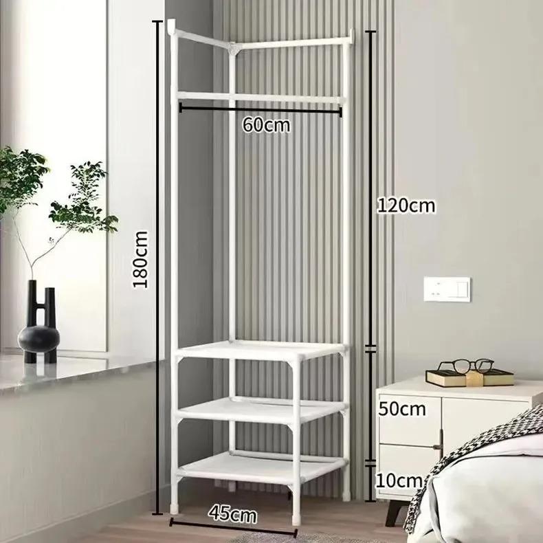 

Corner Coat Hat Rack Multifunction Multi-Layer Floor Standing Corner Hanger Detachable Removable Metal Clothing Storage Shelf 3 Layers-White