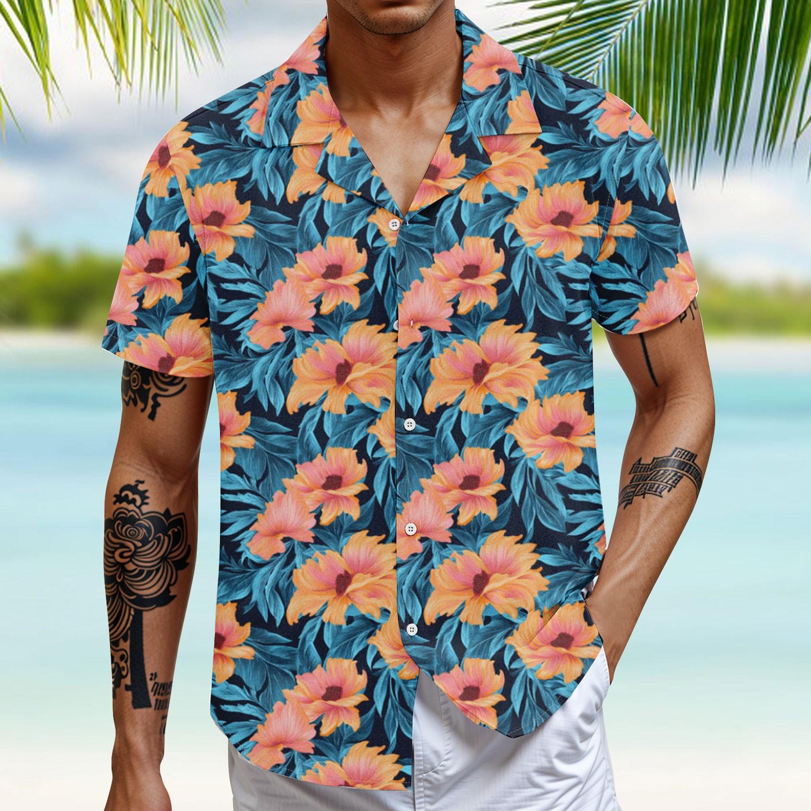 

Мужская повседневная свободная рубашка с короткими рукавами, модная рубашка с принтом, топ XXXXL