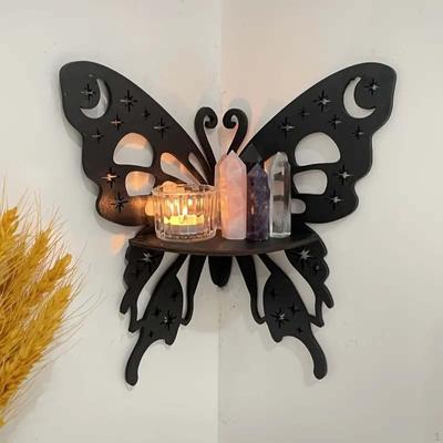 Scultura galleggiante decorativa con mensola ad angolo a forma di farfalla, per espositore da parete, per camera da letto