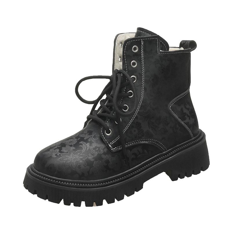 

2026 New Women s Ankle Boots with Laces Boots Lace-up Winter Large Size Warm Female Short Shoes Fashion Autumn Spring New Trend 42 чорний