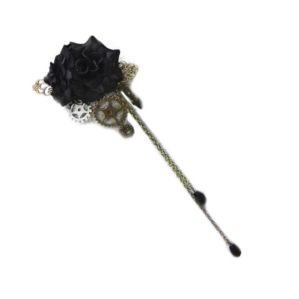Vintage Steampunk Kvetinová spona do vlasov Punková Gotická pokrývka hlavy Štipce do vlasov Sponky do vlasov Doplnky do vlasov Strapaté Reťazová spona do vlasov
