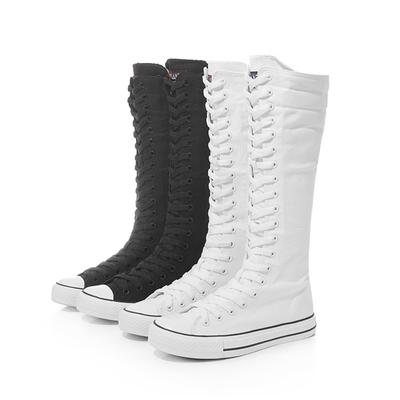 Pantofi de pânză înalți de damă, la modă de stradă, peste vițel, pantofi de mers plat, pantofi la modă de designer