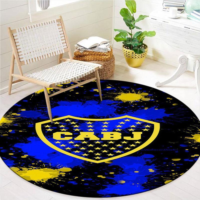 Boca Juniors Round Area Rug,Carpet Rug for Living Room Bedroom Sofa Playroom Decor,Non-slip Floor Mat