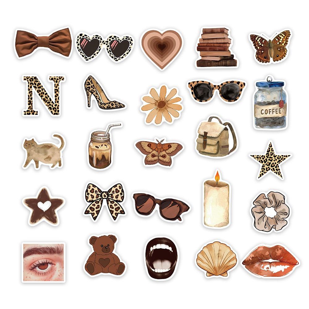 50pcs Leopard Love Stickers Set Retro Aesthetic Downtown Girls Stickers Cool Trendy Y2K Stickers for Laptop Skateboard