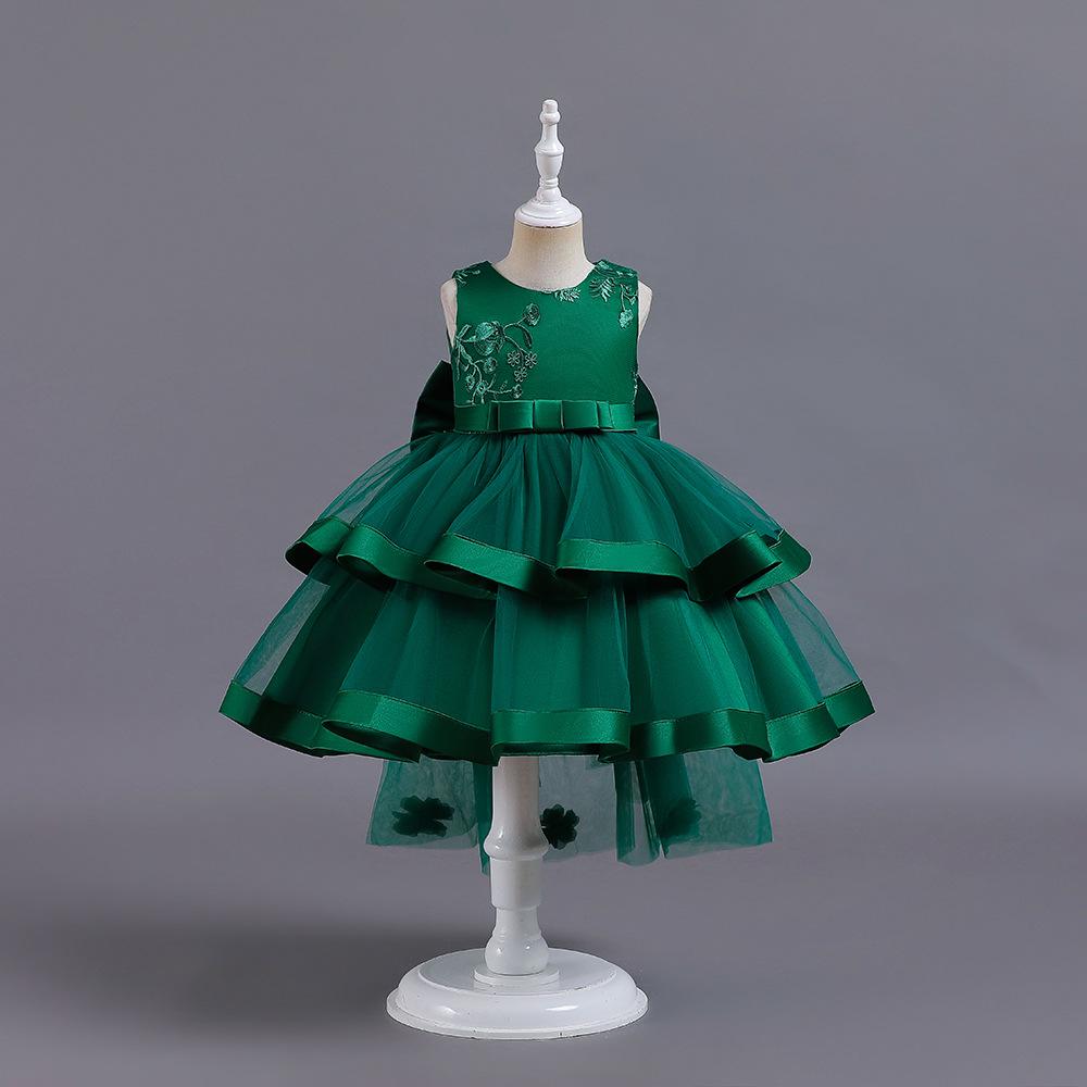 Didelė kaspino formos mergaitės suknelė, aukštos kokybės mergaitiška kalėdinė suknelė mergaitėms, oficialiai išleistuvių stiliaus, be rankovių, mergaičių drabužiai, 1-10 metų mergaitės kostiumas