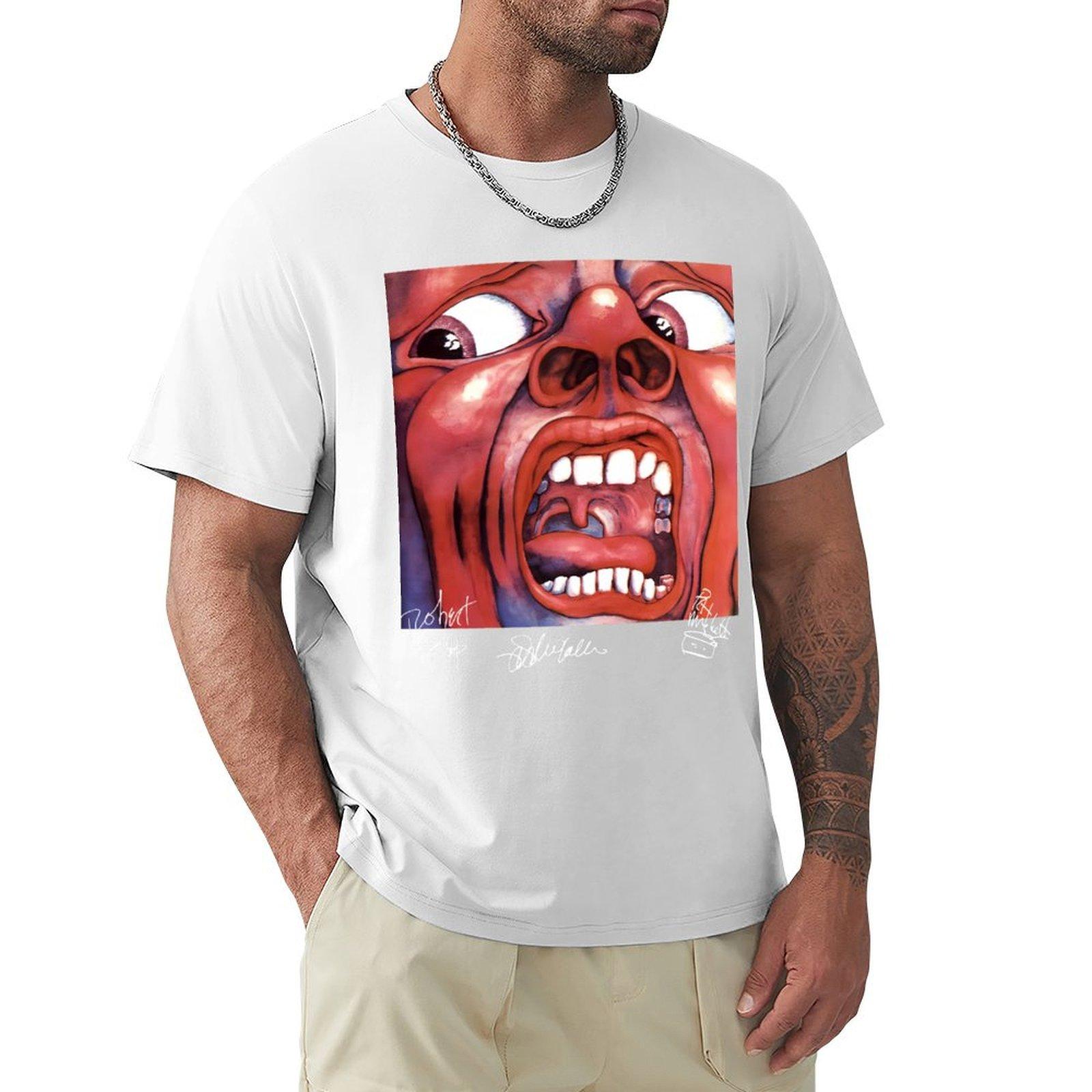 In The Court Of The Crimson King Album Face Red Tshirt Fitness Training Breathable Tee S