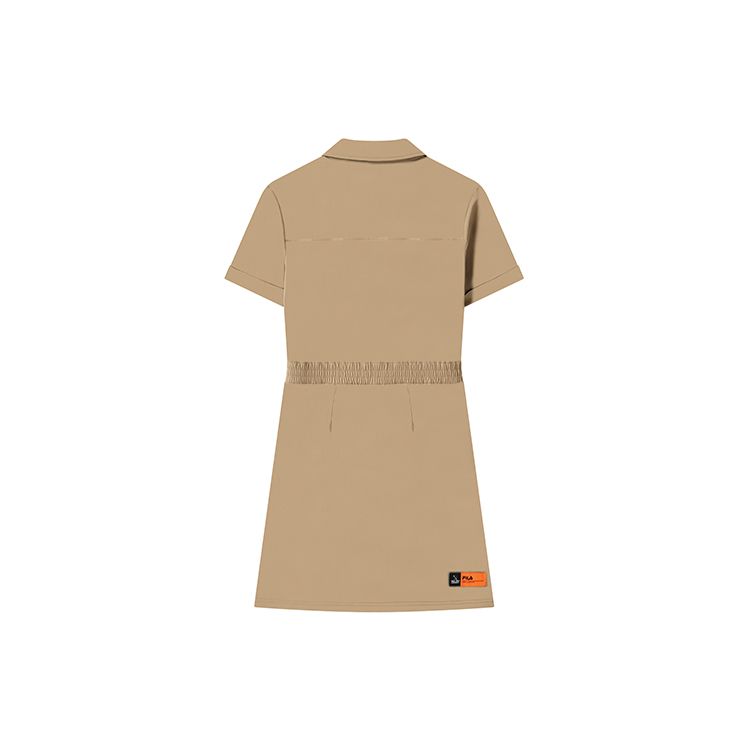 FILA X Magic Stick Collaboration Solid Color Fashion Casual Polo Dress Women dresses Khaki F11W329306FDK