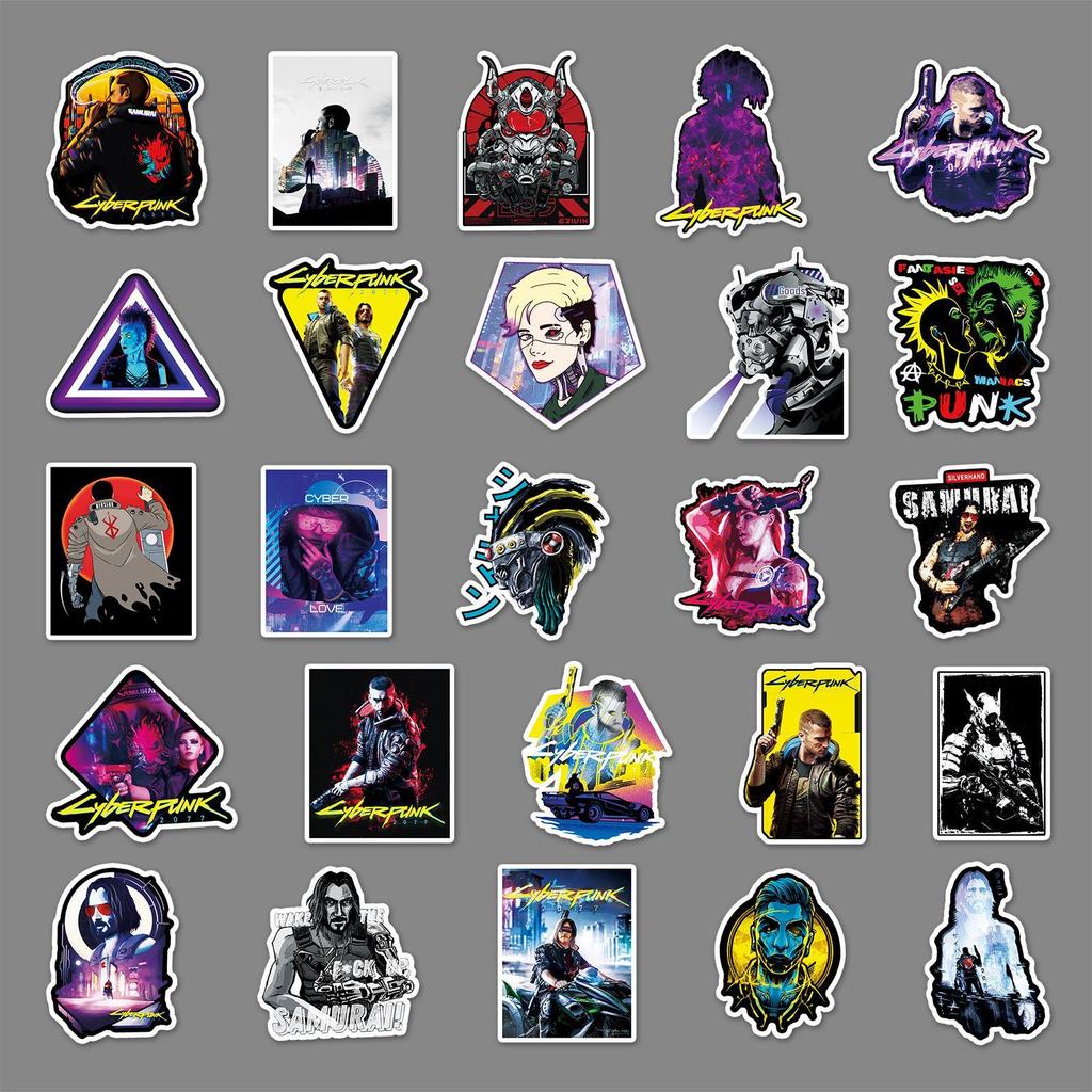 50 Waterproof Cyberpunk 2077 Stickers: Perfect for Water Bottles, Suitcases, Phone Cases, and Laptops