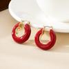 Elegant French Atmosphere: Trendy Enamel Drip Glaze Color Block Earrings for Women