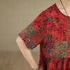 DIMANAF New 2026 Women Plus Size Spring Summer Casual Long Dress Print Red Cotton Loose Oversize Maxi Beach Sundress