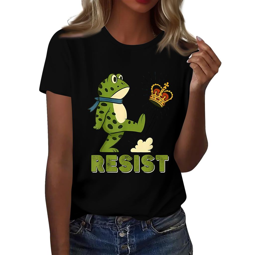 Women's Printed Round Neck Short Sleeve Top