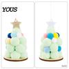 Plush Ball Ornaments Christmas Tree Ornament, Cute Pom Balls Tree-Shaped Hanging Pendant Multicolor Baubles with Star Topper for Wreath Home