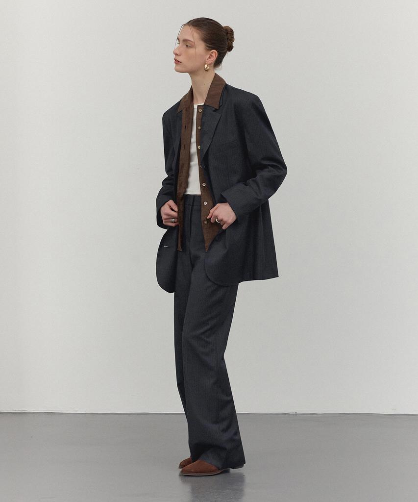 CITTA Pinstripe Bootcut Trousers_Ctb540 (Charcoal)