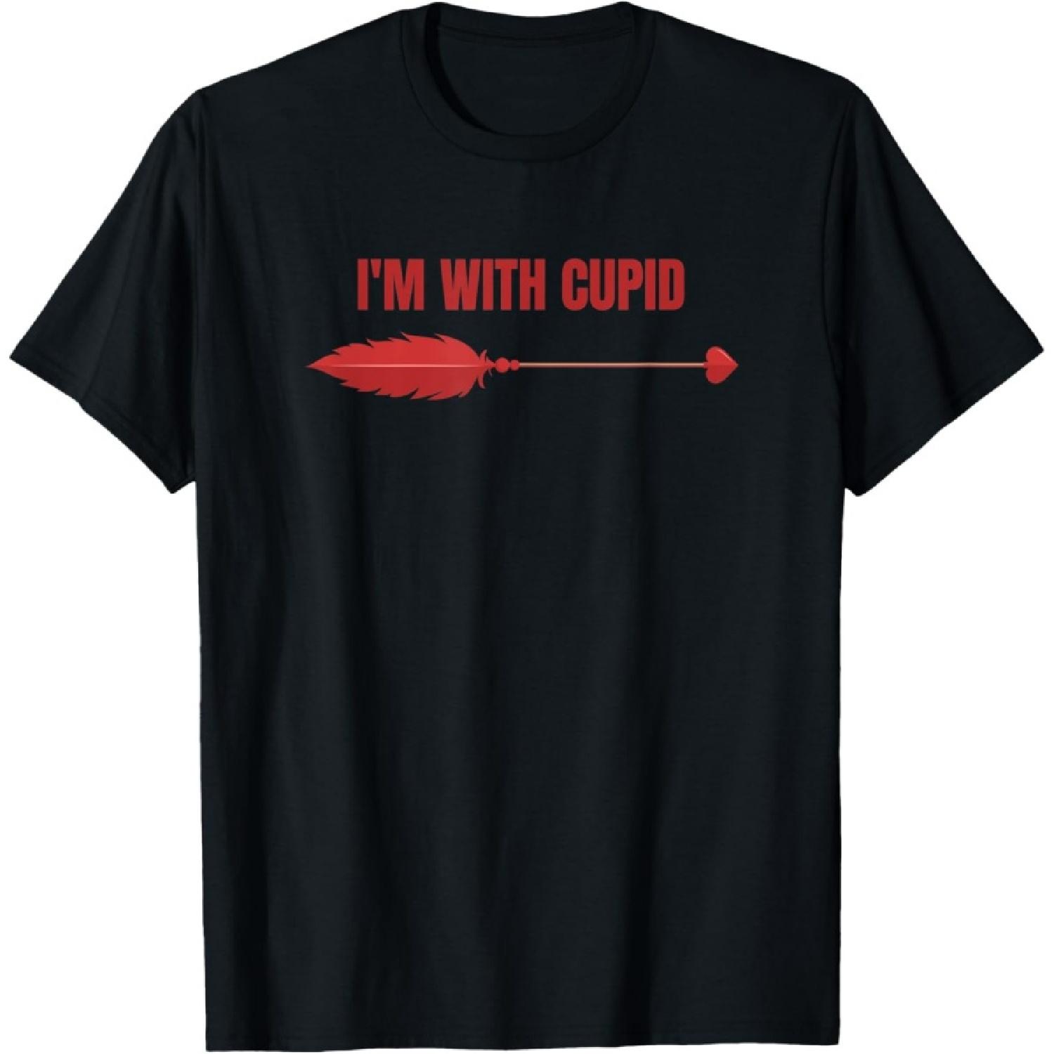 Red Valentine s Day Heart Arrow I m With Cupid Arrow T-Shirt S
