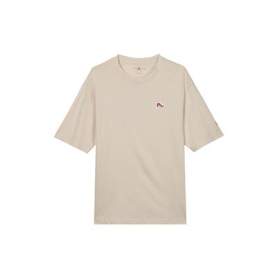 Solid Color Logo Casual Crew Neck Short Sleeve T-Shirt Men Tops Light-Brown FN5983-203