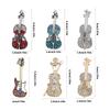 Elegant Vintage Violin Brooch Musical Instrument Jewelry Accessory for Trendy Women Men Alloy Rhinestones Gifts