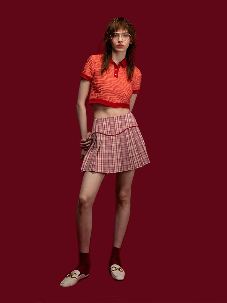 Kisserihe Wavy Pleated Mini Skirt