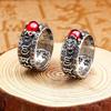 Personality Retro Silver Plated Six Word Truth Ring Gold for Toad Stamper Heart Sutra Ring Men Women Wealth Lucky Jewelr