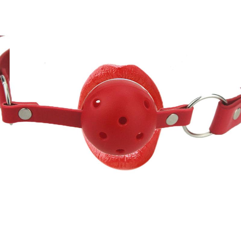 HOLLOW OUT Ball Mouth Gag Oral Fixation Mouth stuffed DROOL PU Leather roleplay slave submisson Adult Game For Couples Flirting