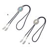 Bolo Tie for Men and Women Western Fashion Accessory with Metal Flower Turquoises Stone Accent Braided Necktie Necklace