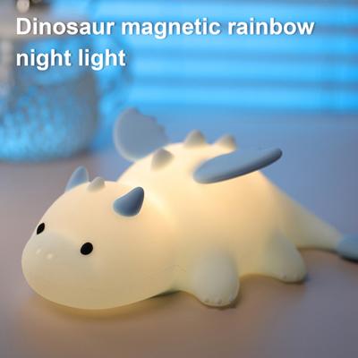Small Dragon Night Light Food-Grade Silicone BPA-Free Kids Dimmable Soothing Glow Bedside Lamp Auto-Off Timer Nursery Night Light