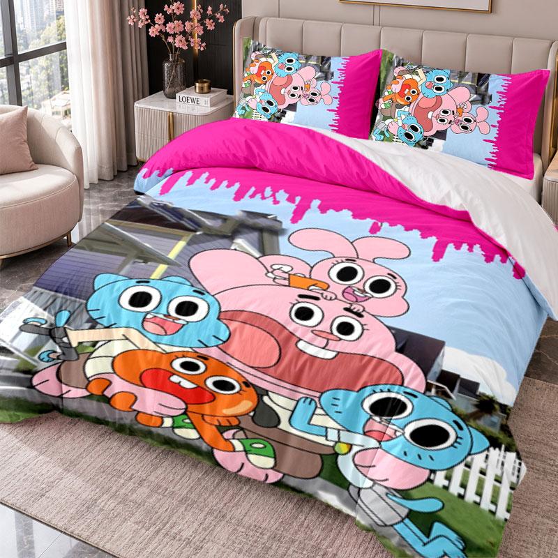 Gumball 3Pcs Bedding Set Duvet Cover With Two Pillowcases For Bedroom Home Decoration