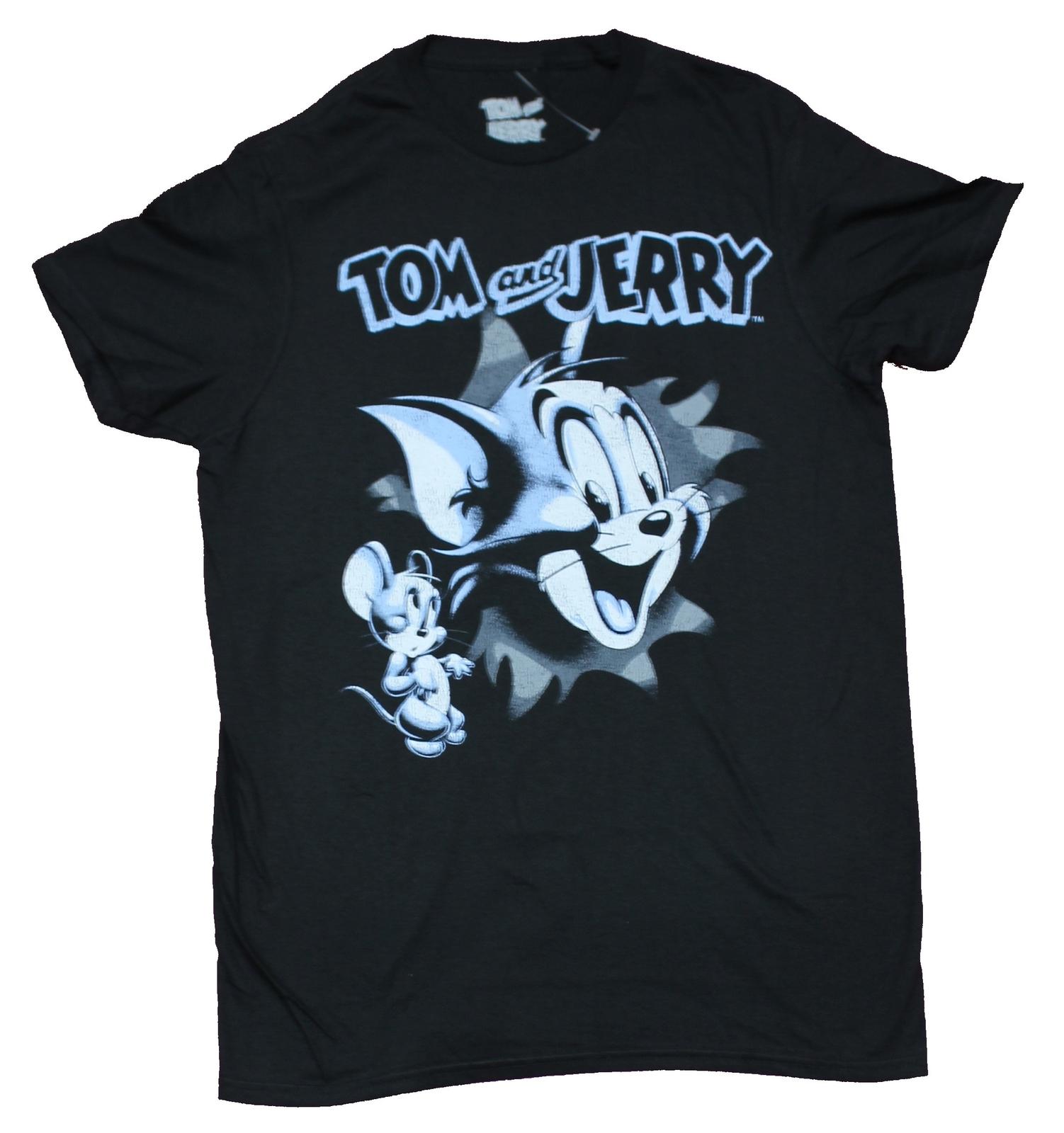 Tom Jerry Adult New T-Shirt Blue Gray Coy Jerry Big Headed Tom XL