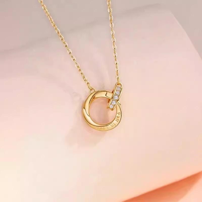 

Silver double ring necklace women s cool and handsome new high-end long sweater chain light luxury niche versatile clothes accessories