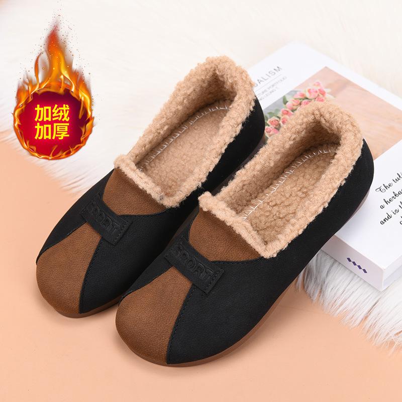 Processing and customization, winter 2025 new velvet soft-soled fashion Doudou shoes, warm one-pedal thickened women's cotton shoes
