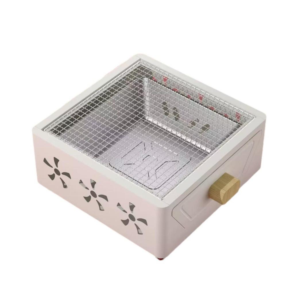 Compact Multi-Functional Square Fire Pit: Tea Stove, Barbecue Grill, Drawer-Style Portable Charcoal Grill for Outdoor Use