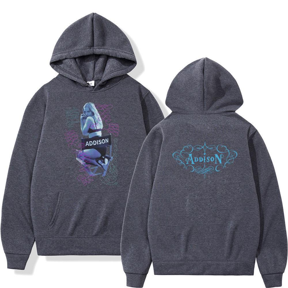 Addison Rae Double-sided Print Vintage Hoodies Men Women Oversized Fashion Clothing Long Sleeve Fashion Aesthetics Sweatshirts