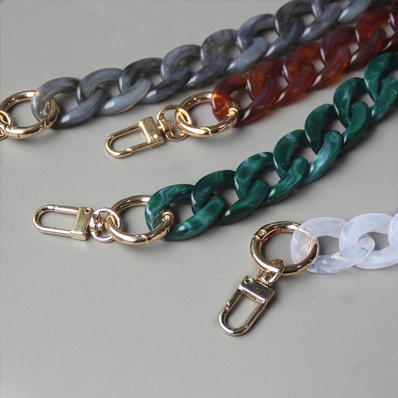 Acrylic Chunky Bag Chain 1Pc Gold Metal Clasp Lightweight Marbled Colors Strap for Tote Bag Purse DIY Craft