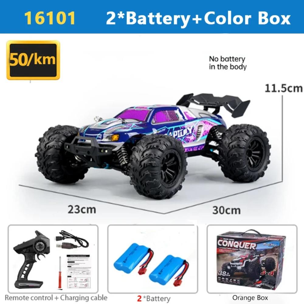 SCY 1:16 4WD RC Car 70KM/H Or 50KM/H With LED Light 2.4G Remote Control Cars High Speed Drift Monster 4x4 Truck for Children Gif