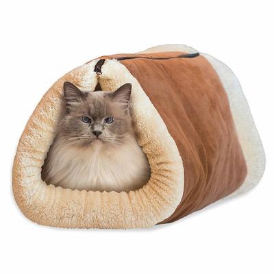 1Pc Two-In-One Cat Cave and Bed with Self-Heating Thermal Core No Electric Blanket