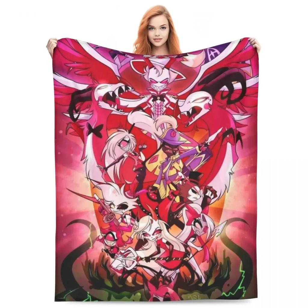 VOX H-Hazbin Hotel Alastor Game Warm Blankets Camping Plush Throw Blanket Novelty Home Decor Flannel Bedspread Sofa Bed Cover