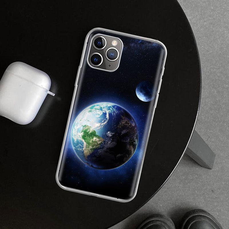 Earth Stars Space Phone Case Cover for iPhone 11 12 13 Mini 14 15 Plus 16 Pro Max 17 Air 7 8 + SE Art Customized Fundas 11 12 13