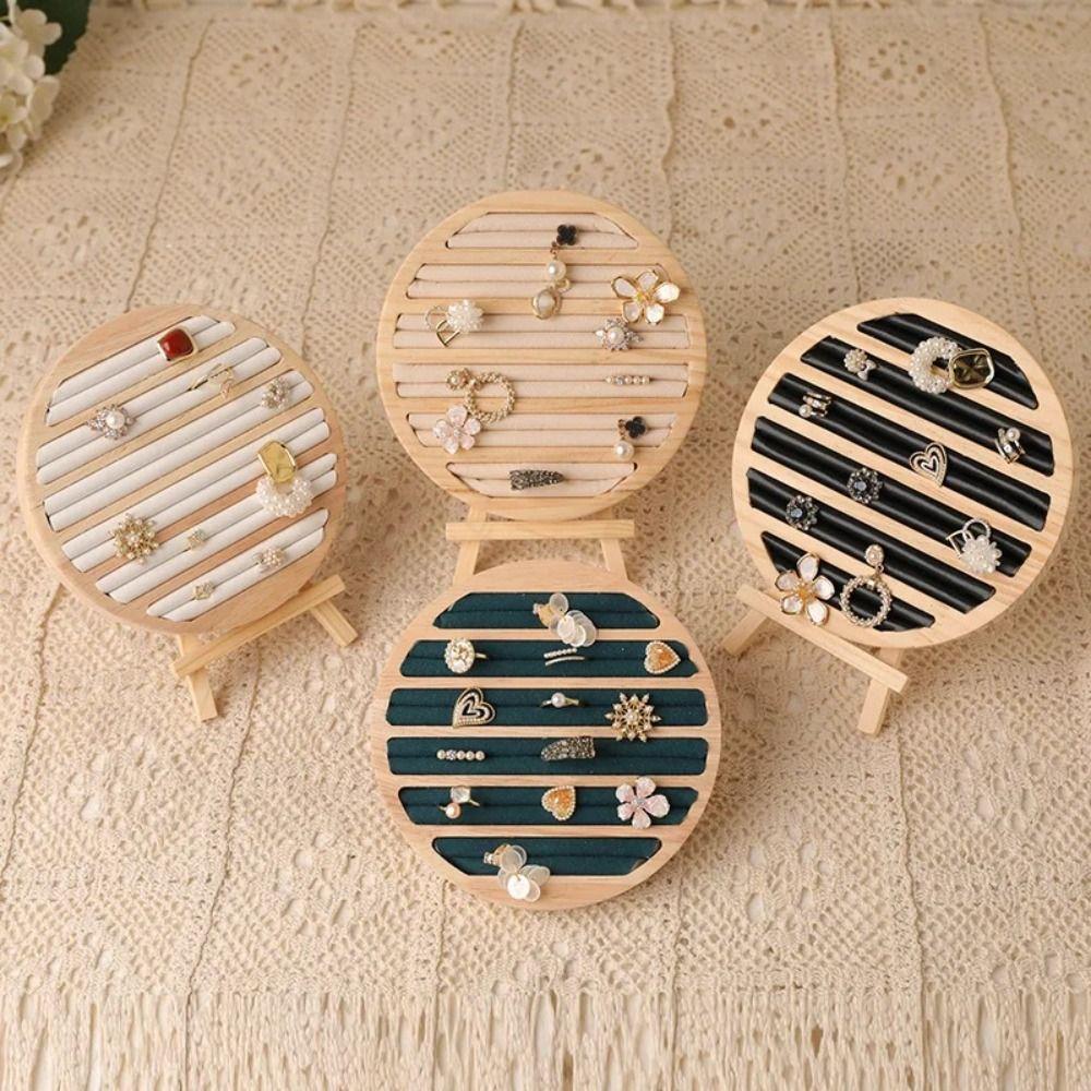 Wood Jewelry Tray Round Shape Jewellery Storage Stand Bracelet Display Stand  Counter Display