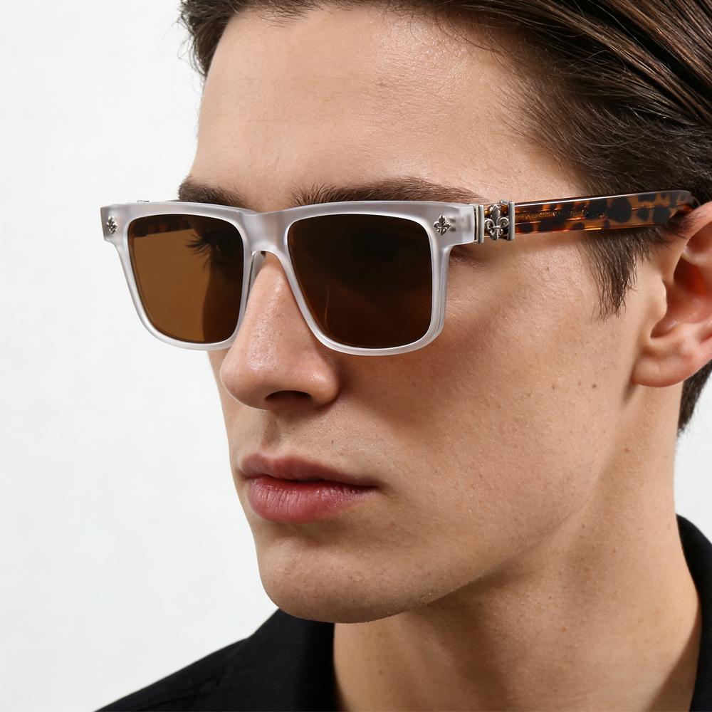 Vintage Punk Square Sunglasses Men Women Retro Frosted Clear Frame Tortoiseshell Temple UV400 Sun Glasses Shades