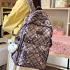 Schoolbag Korean Niche Backpack Junior High School High School Schoolbag Girls Retro Plaid Ins Style Versatile Commuter Backpack