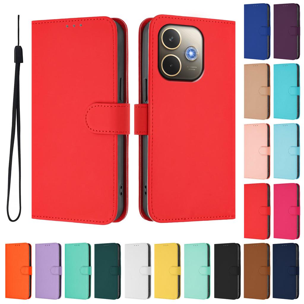 Solid Color Leather Wallet Flip Phone Case For Sharp Aquos Wish 5 4 3 Wish2 Sense 9 Plus R10 R9 Pro Card Slots Holder Cover