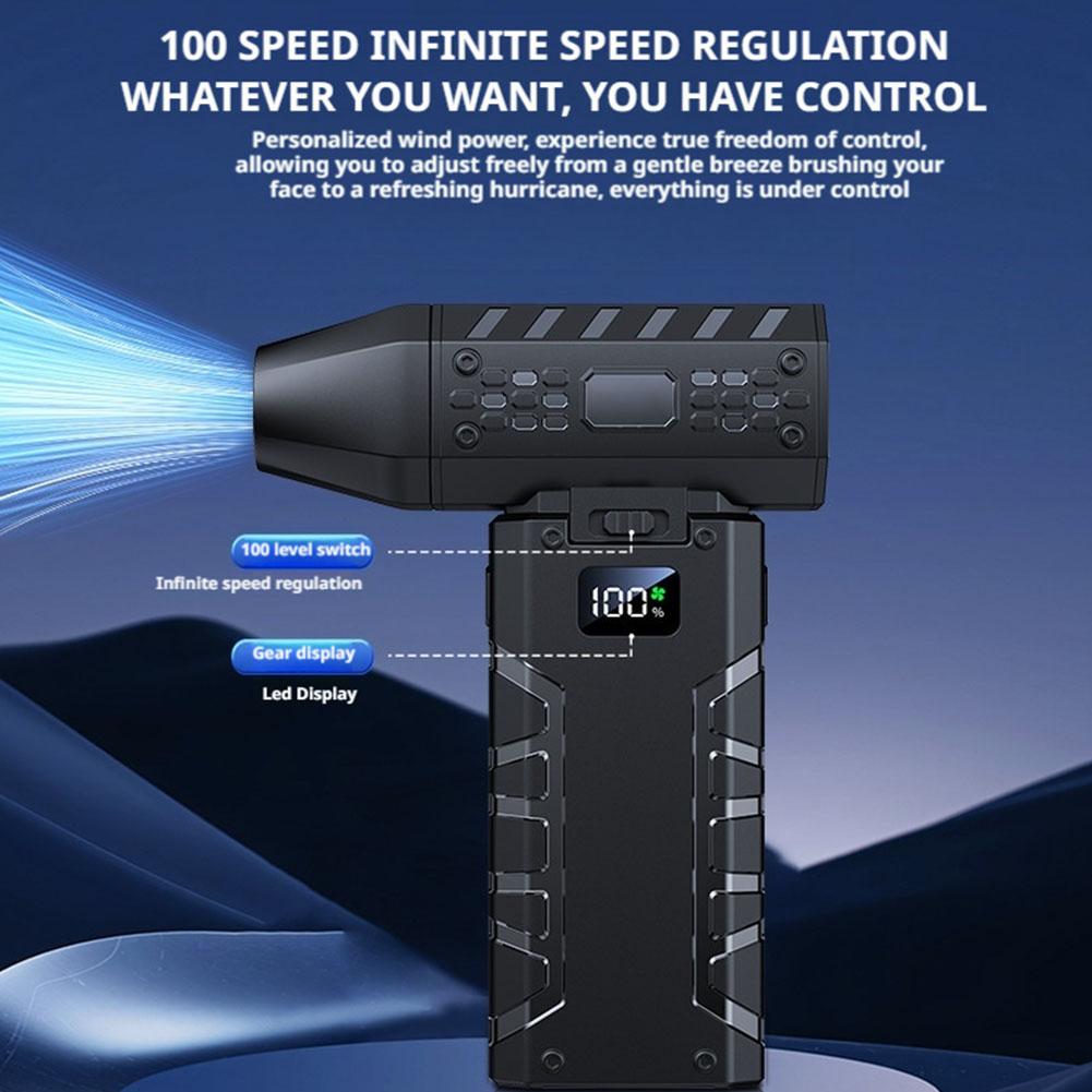 Mini Air Blower 160000 RPM Handheld Electric Turbo Jet Fan 52m/s Wind Speed Brushless Motor Turbo Violent Fan LED Display