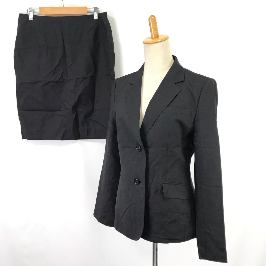 LES MUES femme Summer Mini Skirt Suit Set Women’s LL Black Subtle Stripe Jacket(USED)