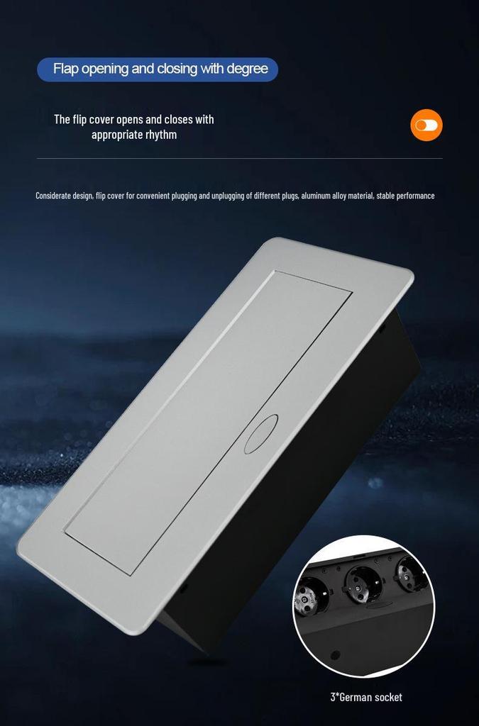 European Standard Desk Power Cord Box: Embedded, Flip-up Multi-functional Hidden Socket