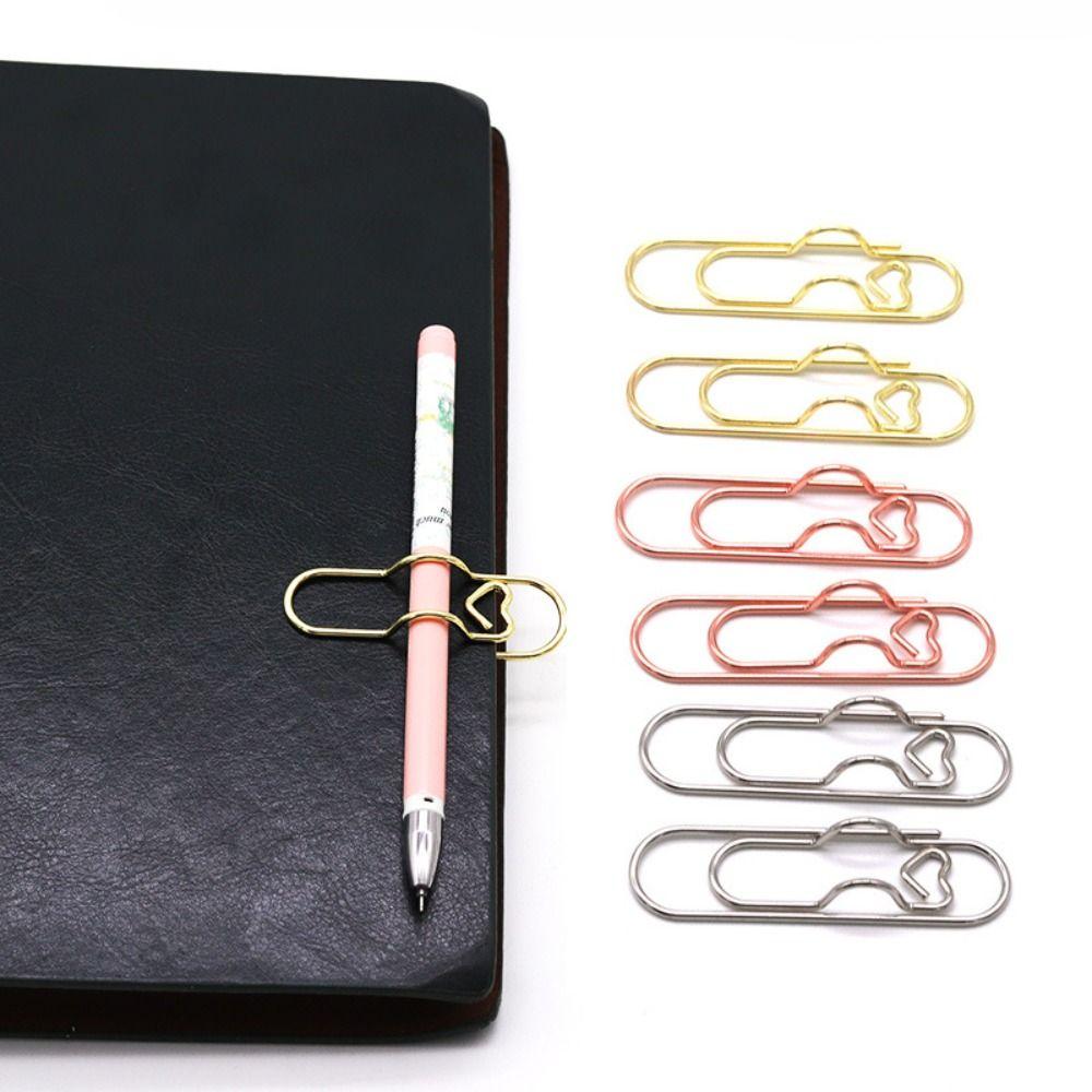 10pcs Paper Fix Clips Paper Clips Colorful Bookmarks Office Multi-functional Pen Holder  Metal