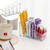 Clear Desktop Organizer with 4 Compartment Sturdy for Coffee Pods 15x8.8x7cm Transparent Storage Box for Office Supplies