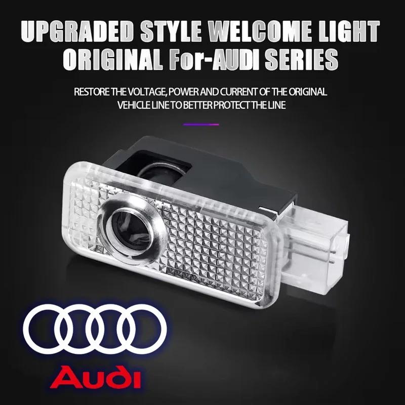 For Audi 2pcs Car HD Projector Lamp LED Door Welcome Light Sline Quattro RS S4 S5 S6 S7 S8 A3 A4 A5 A6 A7 A8 Q7 RS5 RS6 RS7
