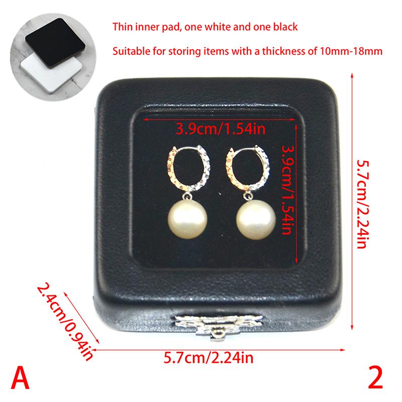 Black Pu Leatherette Bare Stone Box With Buckle Gem Rhinestone Jewelry Storage Naked Container Transparent Window Display