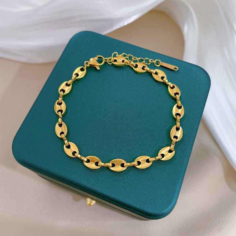 

Stainless Steel Vintage Hip Hip Coffee Beans Chain Bracelets for Women Girls Trendy Gold Silver Color Bracelets Accessories Gift